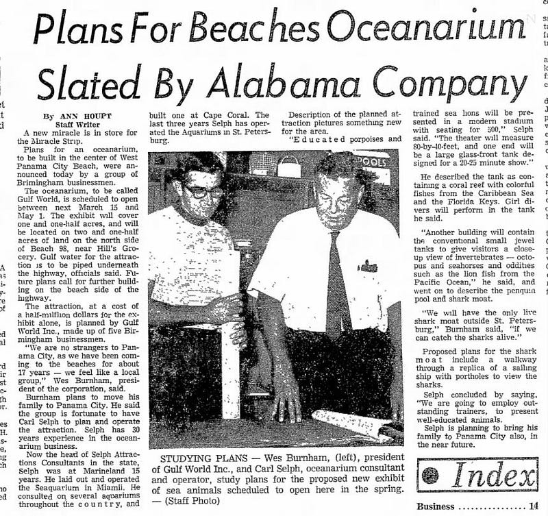 Panama City News Article, September 10th, 1969
