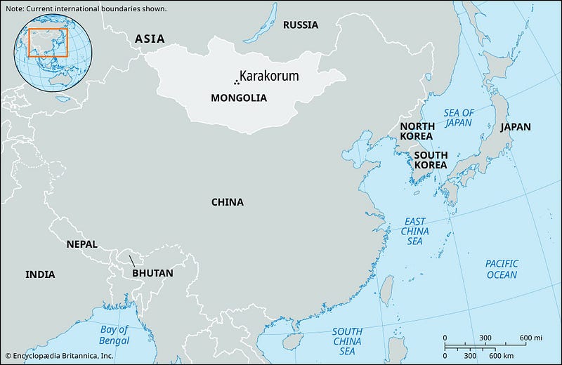 Location of Ghengis Khan’s capitol city Karakorum