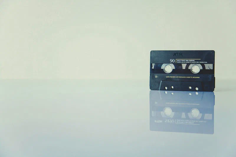 Cassette tape photographed in soft light.