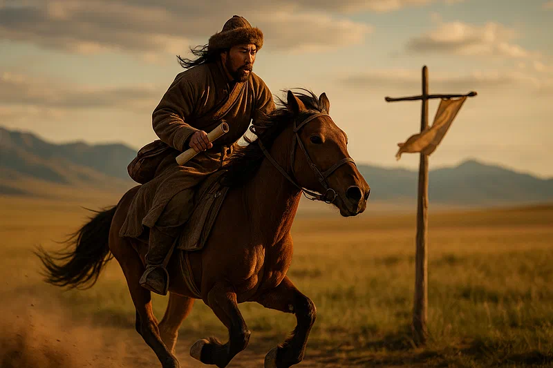 Image of a 13th century Mongol Post Rider