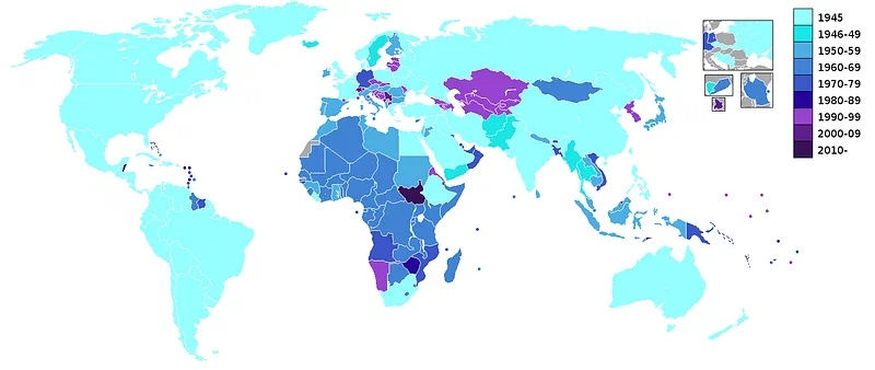United Nations membership by decade